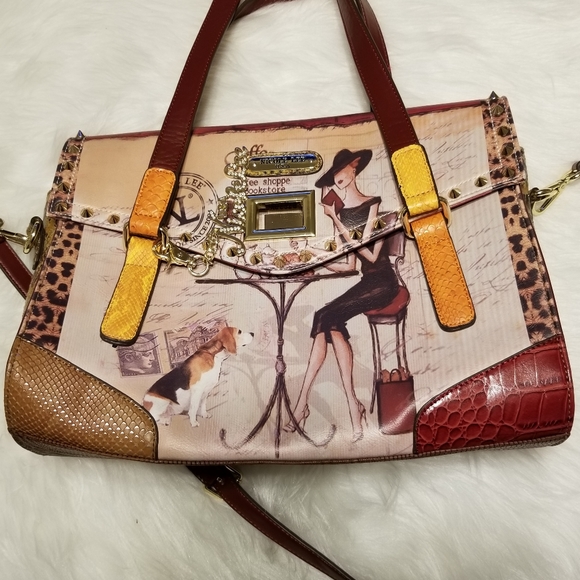 Nicole Lee Handbags - Nicole Lee Burgundy Tan Multi Color Handbag